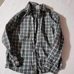 Gymboree size 7 Rock Academy Button front dress shirt Green Navy Plaid Used.